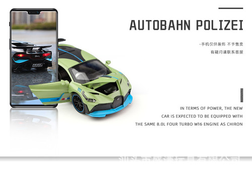 1:32 Bugatti Divo Simulación Aleación Mini Coche Verde