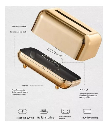 Caja Papel Dorada Lujo Para Guardar Servilletas