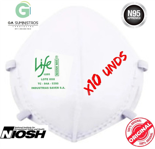 Lote X 10 Unds Mascarilla Tapaboca N95 Life Ref. 1095