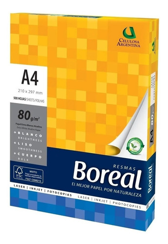 Resma A4 Boreal 80 Gramos 500 Hojas 210mm X 297mm