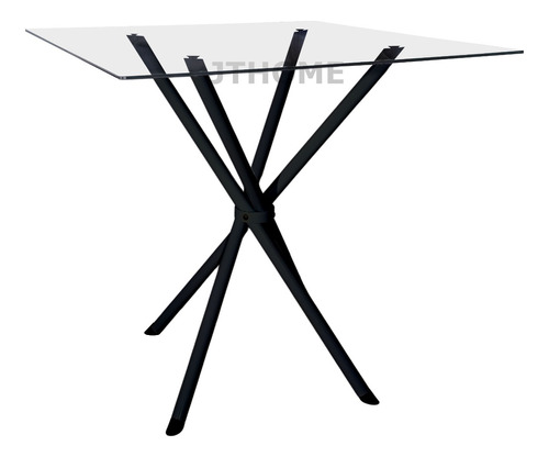 Mesa Jantar Escrivaninha 70cm Quadrada Vidro Base Italy