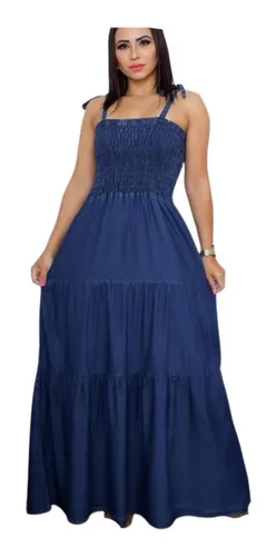 Vestido jeans sale longo mercadolivre