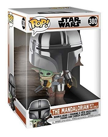 Imagen 2 de 3 de Figura Funko Pop, Chrome Mandalorian W/ The Child 25 Cm- 380