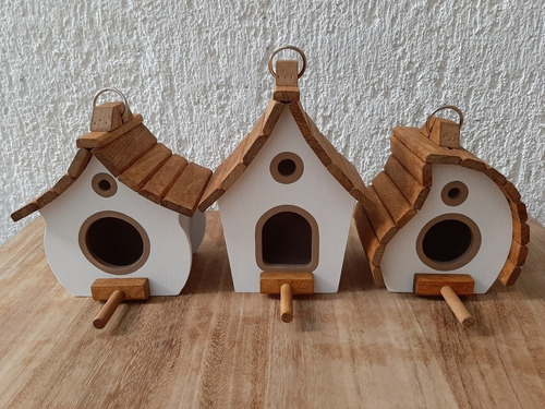 Casa Comedero Pajarera Nido Pajaro O Colibri Set3pz