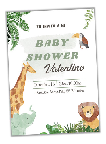 Invitación Baby Shower Animalitos Editable Imprimible Mod01
