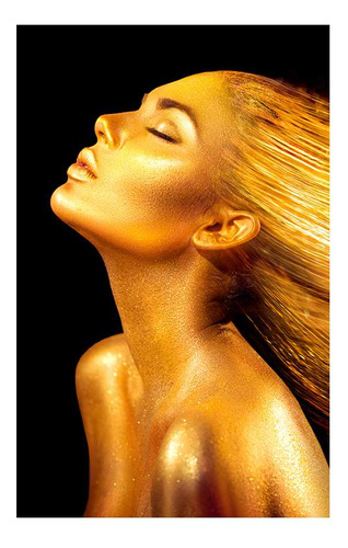 Vinilo 80x120cm Mujer Oro Pelo Dorado Enjoy Peluqueria