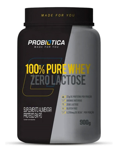 100% Pure Whey Zero Lactose 900 G - Probiótico con sabor a vainilla