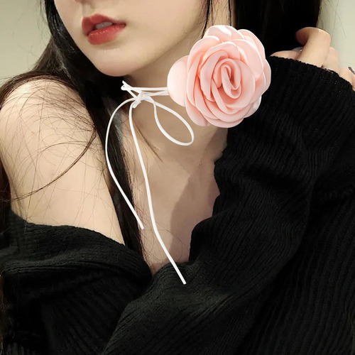 Flor Rosa Gargantilla Elegante Clásico Elegante Collar Para