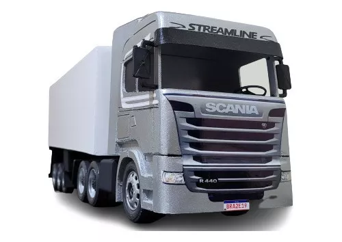 Caminhão Carreta Scania Baú Coca Cola Brinquedo Plástico e Madeira 90cm