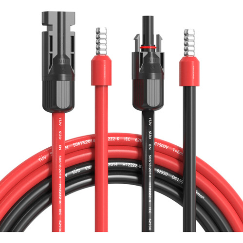 Cable Extension Solar 10 Awg Rojo 16 Pie Negro Conector Apto