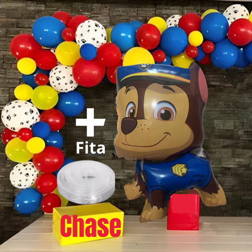 Kit Balão Tema Patrulha Canina Chase Arco Desconstruido+fita