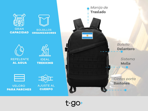 Mochila T-go Táctica Em170 30l Color Militar Color Negro Liso