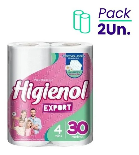 Pack X2 Papel Higienico Export Simple Higienol 4x 30mt