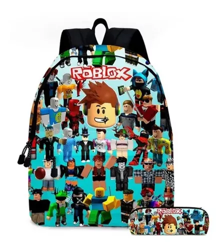 Mochila escolar com Action Figures e Caso Lápis de Roblox no Shoptime