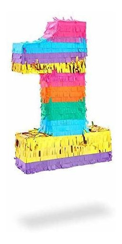 Piñata Arcoíris Pequeña Número 1 Para Fiesta De Primer Cumpl