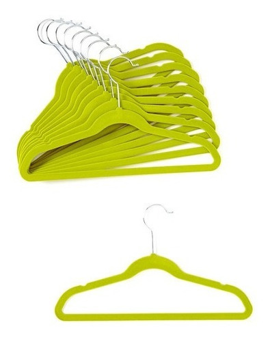 Imagem 1 de 1 de Mini Cabides Infantil Veludo Pequeno Criança Verde Kit 30u