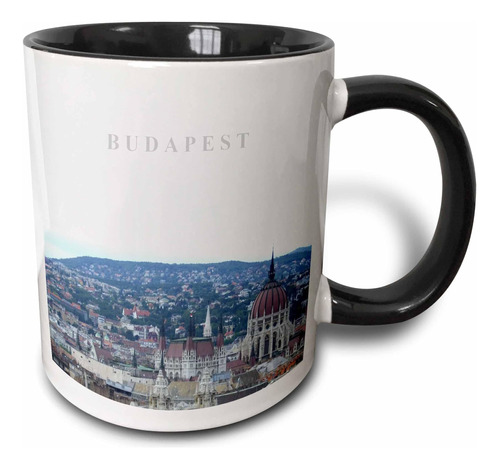 3drose Taza De La Ciudad De Budapest, 11 Oz, Negro