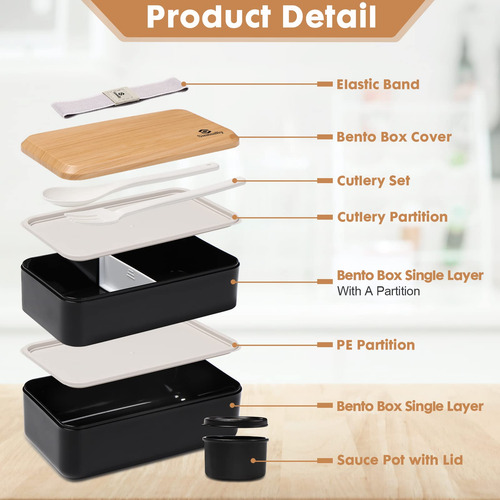 Lonchera Bento Para Adultos Con Compartimentos A Prueba De F