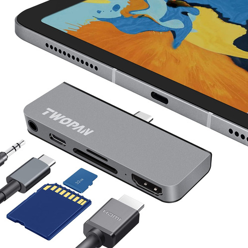 Twopan 5-en-1 Usb C Hub Adapter Dongle Docking Station Para 