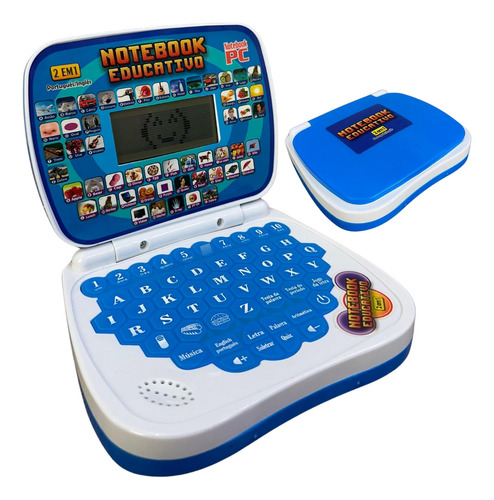 Laptop Infantil Educativo Bilingue Azul Notebook Som Musica