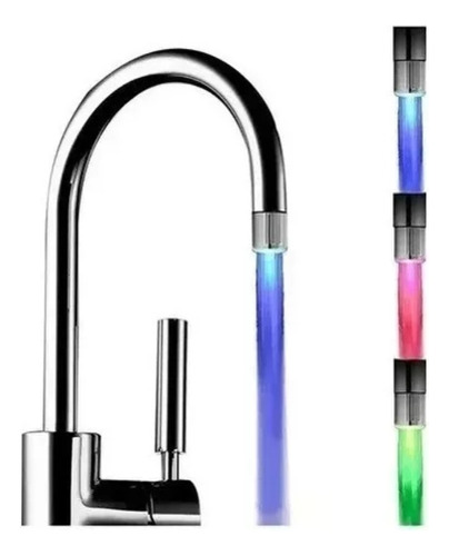 Grifo Baño Cocina Luz Led Rgb Cambio Temperatura 7 Colores