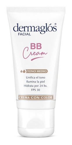 Imagen 1 de 7 de Crema Dermaglós Con Color Bb Cream Tono Medio Fps30 X50g