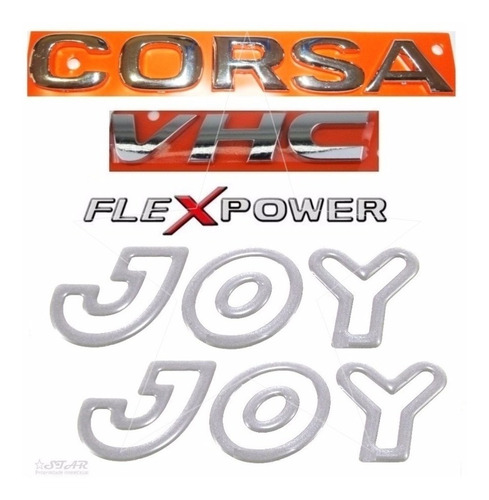 Emblemas Corsa Hatch Vhc Flexpower + Joy Prata - 2003 À 2007