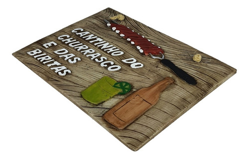 Imagem 2 de 3 de Placa Cantinho Do Churrasco E Das Biritas Decorativa Resina