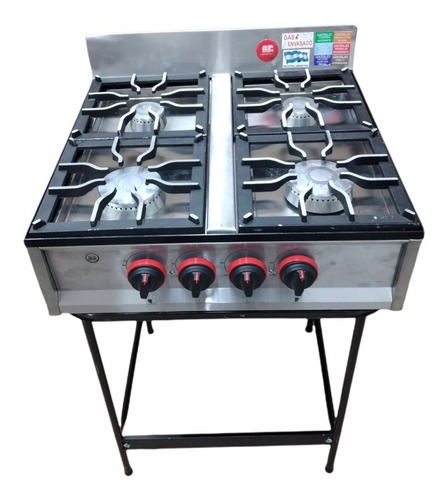 Imagen 1 de 2 de Anafe Industrial 4 Hornallas Acero Inoxidable Con Base