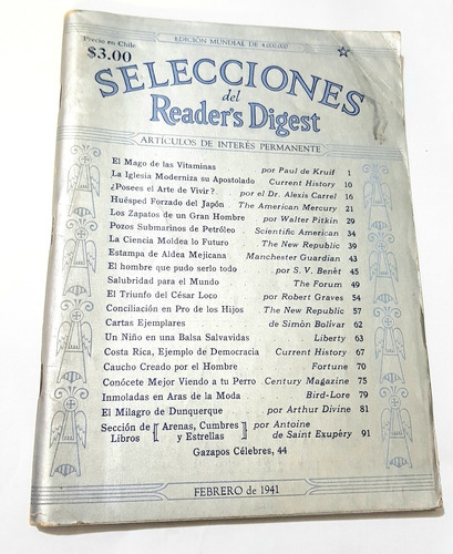 Selecciones Del Reader's Digest Febrero 1941 Español 144 Pag