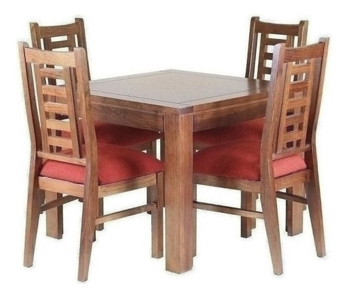 Comedor Rayenco 4 Sillas Terracota Nogal / Muebles América