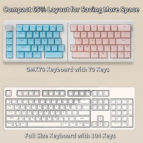 Teclado Mecánico Gmk70 Dividido Via Programable 65% Inalámbr Color Del Teclado Idioma