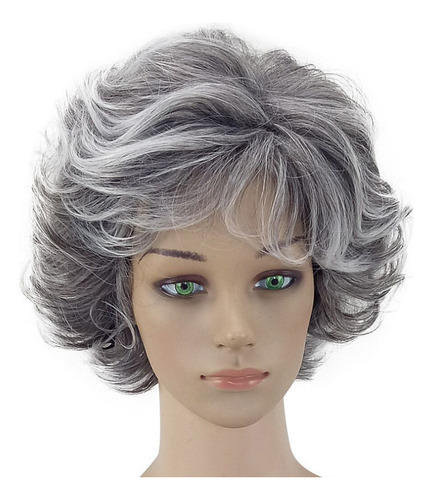 Picture Color: Elegante Peluca Rizada Gris Plateado Para Per