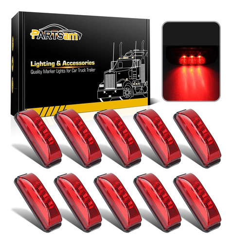 Partsam 10 Luz Led 3.9  Impermeabl Color Rojo 3 Para Camion