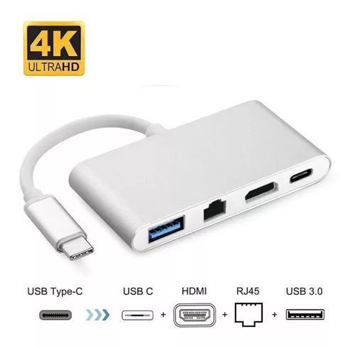 Adaptador USB Tipo C A Hdmi + Usb 3.0 + Tipo C