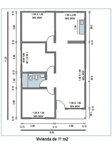 Imagen 8 de 13 de Construimos Su Casa 49 M2, Ladrillo Y Plancha 2 Dormitorios