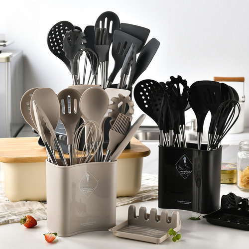 Juego 9pzas Gris 12pzas Utensilios De Cocina Silicona