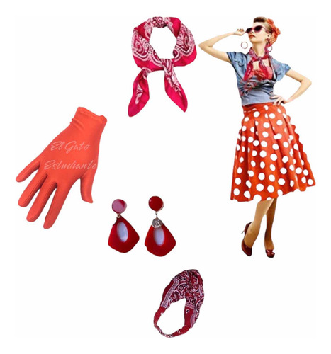 Disfraz Cosplay Chica Pin Up Retro Vintage Accesorios