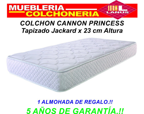 Colchón 1 1/2 plaza de espuma Cannon Espuma Princess blanco - 100cm x 190cm x 23cm