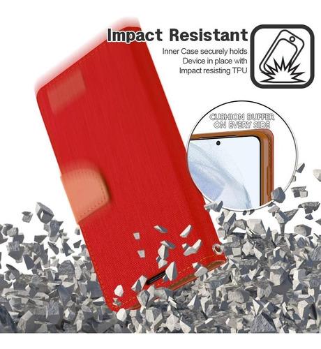 Imagen 4 de 6 de Funda Protector Cartera Con Tarjetero Canvas Para Huawei Y7a