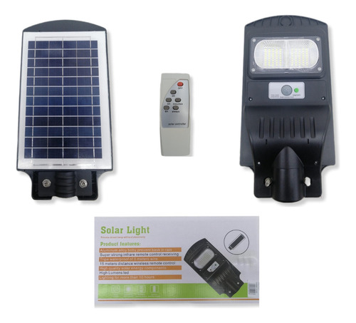 Foco Lampara Led Solar Exterior 40w Sensor +control+soporte