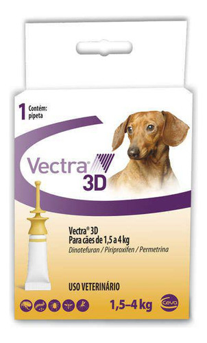 Vectra 3d Anti Pulga E Carrapato Ceva Para Cães De 1,5 À 4kg