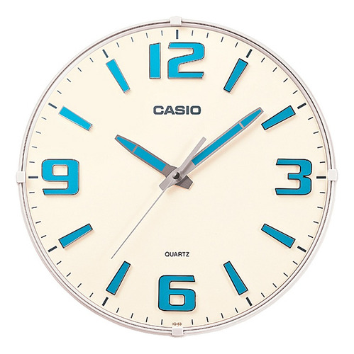 Relógio de parede analógico Casio iQ-63-7df com design circular creme