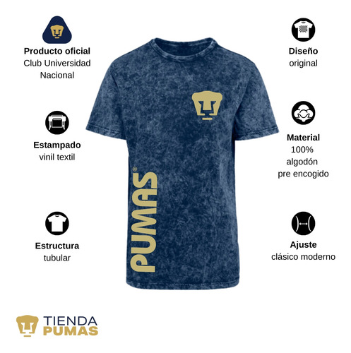 Playera Deportiva Hombre Deslavada Pumas Unam Retro Dorado V
