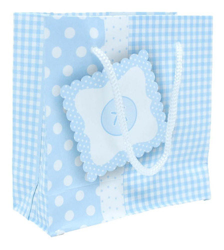 100 Sacolinhas Para Presentes Bebê Azul - 10 X 10 Cm