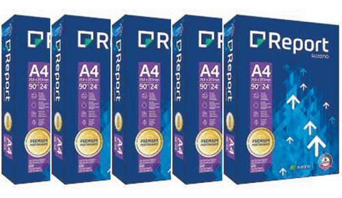 Resma Papel A4 Report Premium 90gr Pack X5 Unidades