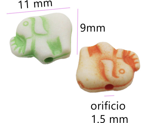 Cuenta Separador Acrílico 100g Pulseras Bisutería Collares Elefante 280pz 1.1 Cm 9 Mm