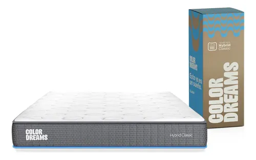 Colchón Matrimonial Color Dreams Classic Híbrido 18 Cm | Pocket Coil + Memory Foam | Firmeza Media | Hipoalergénico Y Antiácaros | Transpirable | 135x190 Cm | Colchones En Caja Blanco