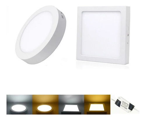 Lampara Led Panel Sobrepuesta Cemento Losa 6w 12w 18w 25w D 