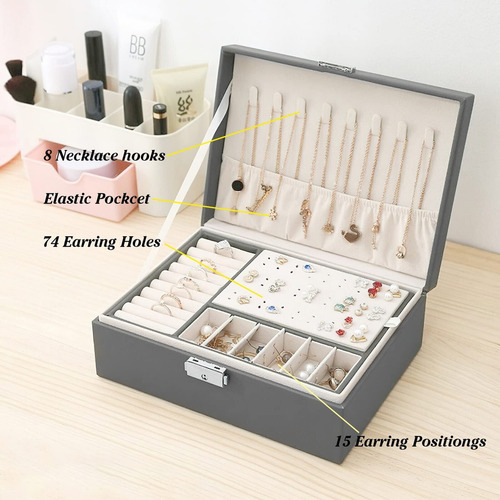 1 Pc Joyero De Doble Capa, Organizador De Joyas Mujeres Y